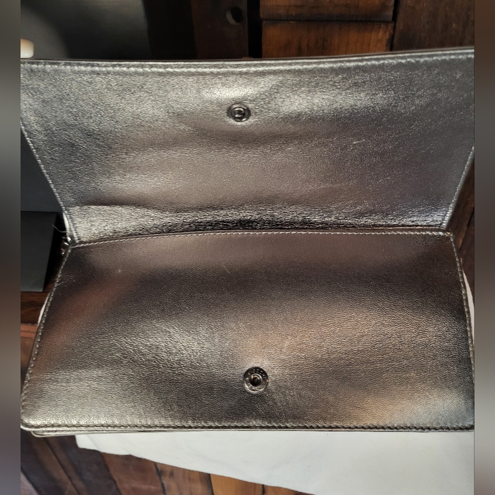 Versace Silver Mirrored Leather Flap Chain Shoulder Bag - Picture 7 of 16